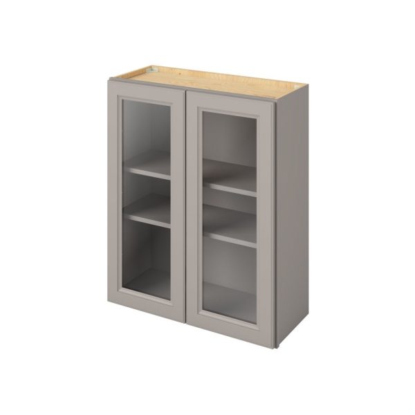 Monaco - 30" x 36" Wall Cabinet with Glass Door and Matching Interior, 2 Doors, 2 Shelves in Grey MGR-W3036MI