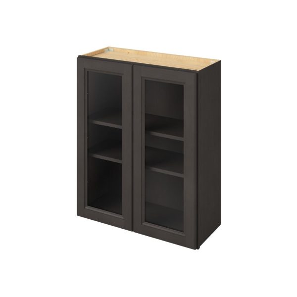 Monaco - 30" x 36" Wall Cabinet with Glass Door and Matching Interior, 2 Doors, 2 Shelves in Slate MSL-W3036MI