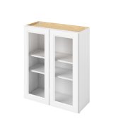 Monaco - 30" x 36" Wall Cabinet with Glass Door and Matching Interior, 2 Doors, 2 Shelves in White MWH-W3036MI