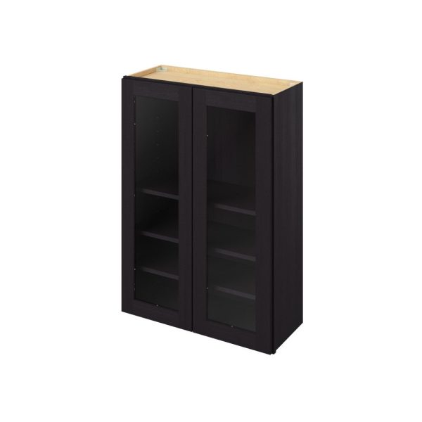 Cooper - 30" x 42" Wall Cabinet with Glass Door and Matching Interior, 2 Doors, 3 Shelves in Espresso CES-W3042MI