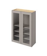 Cooper - 30" x 42" Wall Cabinet with Glass Door and Matching Interior, 2 Doors, 3 Shelves in Grey CGR-W3042MI