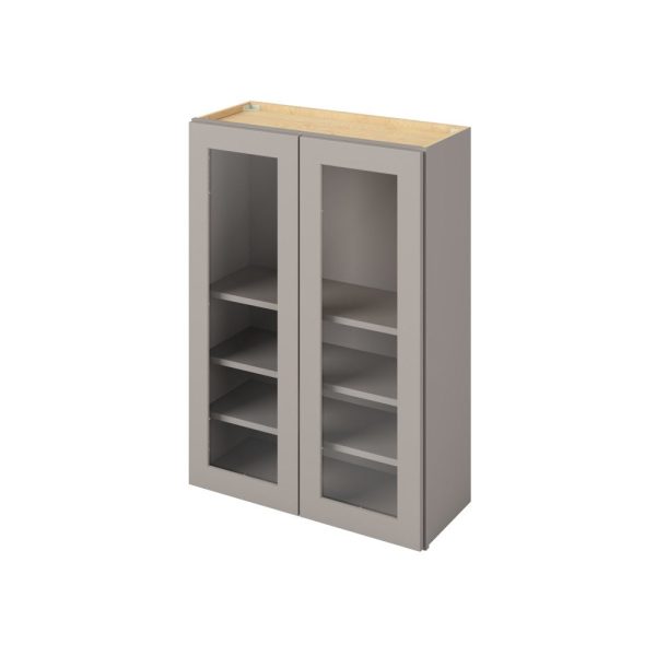 Cooper - 30" x 42" Wall Cabinet with Glass Door and Matching Interior, 2 Doors, 3 Shelves in Grey CGR-W3042MI