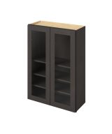 Cooper - 30" x 42" Wall Cabinet with Glass Door and Matching Interior, 2 Doors, 3 Shelves in Slate CSL-W3042MI