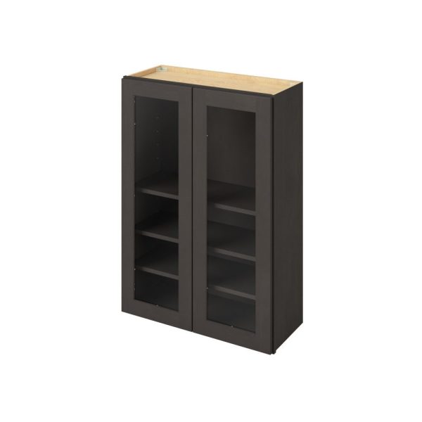 Cooper - 30" x 42" Wall Cabinet with Glass Door and Matching Interior, 2 Doors, 3 Shelves in Slate CSL-W3042MI