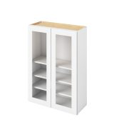 Cooper - 30" x 42" Wall Cabinet with Glass Door and Matching Interior, 2 Doors, 3 Shelves in White CWH-W3042MI