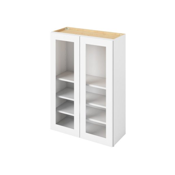 Cooper - 30" x 42" Wall Cabinet with Glass Door and Matching Interior, 2 Doors, 3 Shelves in White CWH-W3042MI