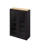 Monaco - 30" x 42" Wall Cabinet with Glass Door and Matching Interior, 2 Doors, 3 Shelves in Espresso MES-W3042MI