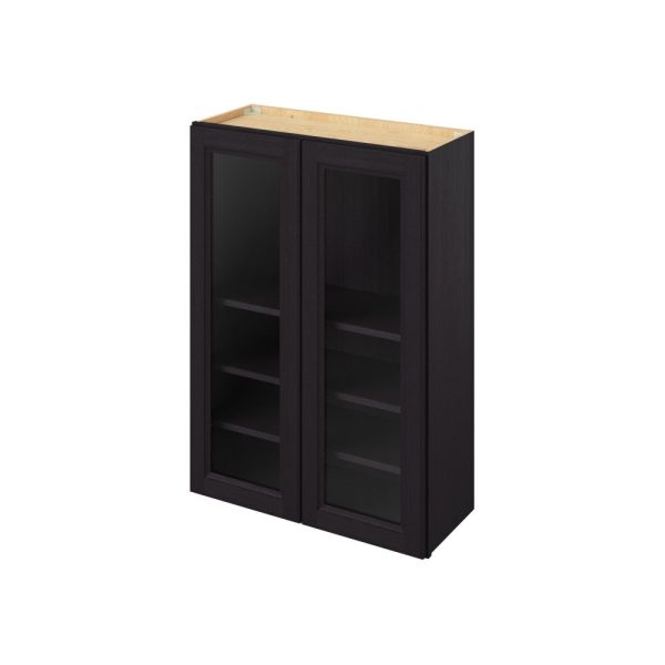 Monaco - 30" x 42" Wall Cabinet with Glass Door and Matching Interior, 2 Doors, 3 Shelves in Espresso MES-W3042MI