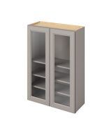 Monaco - 30" x 42" Wall Cabinet with Glass Door and Matching Interior, 2 Doors, 3 Shelves in Grey MGR-W3042MI