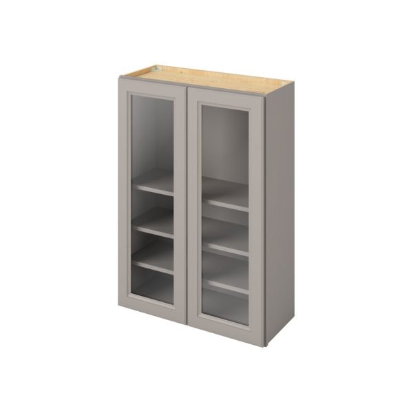 Monaco - 30" x 42" Wall Cabinet with Glass Door and Matching Interior, 2 Doors, 3 Shelves in Grey MGR-W3042MI