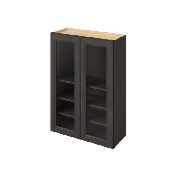 Monaco - 30" x 42" Wall Cabinet with Glass Door and Matching Interior, 2 Doors, 3 Shelves in Slate MSL-W3042MI