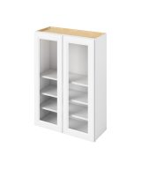 Monaco - 30" x 42" Wall Cabinet with Glass Door and Matching Interior, 2 Doors, 3 Shelves in White MWH-W3042MI