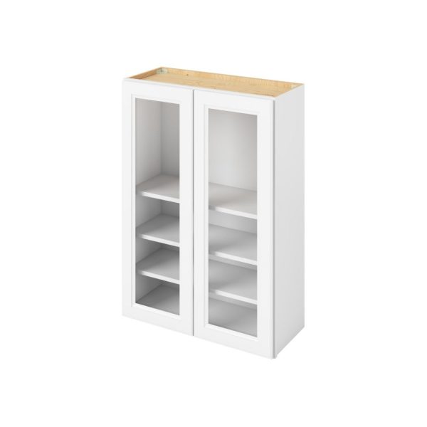 Monaco - 30" x 42" Wall Cabinet with Glass Door and Matching Interior, 2 Doors, 3 Shelves in White MWH-W3042MI