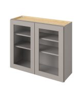 Cooper - 36" x 30" Wall Cabinet with Glass Door and Matching Interior, 2 Doors, 2 Shelves in Grey CGR-W3630MI