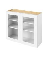 Cooper - 36" x 30" Wall Cabinet with Glass Door and Matching Interior, 2 Doors, 2 Shelves in White CWH-W3630MI