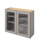 Monaco - 36" x 30" Wall Cabinet with Glass Door and Matching Interior, 2 Doors, 2 Shelves in Grey MGR-W3630MI