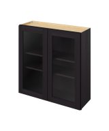 Cooper - 36" x 36" Wall Cabinet with Glass Door and Matching Interior, 2 Doors, 2 Shelves in Espresso CES-W3636MI