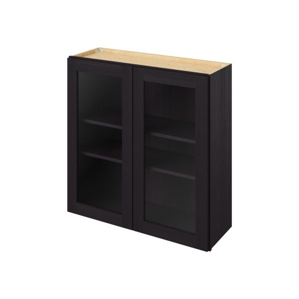 Cooper - 36" x 36" Wall Cabinet with Glass Door and Matching Interior, 2 Doors, 2 Shelves in Espresso CES-W3636MI