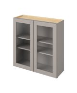 Cooper - 36" x 36" Wall Cabinet with Glass Door and Matching Interior, 2 Doors, 2 Shelves in Grey CGR-W3636MI