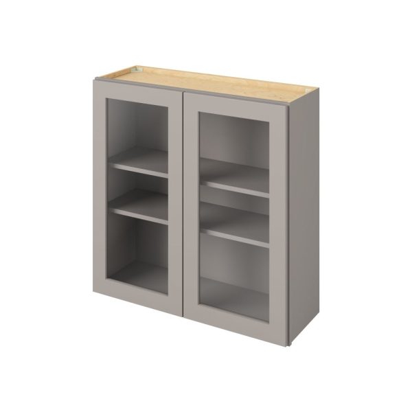 Cooper - 36" x 36" Wall Cabinet with Glass Door and Matching Interior, 2 Doors, 2 Shelves in Grey CGR-W3636MI