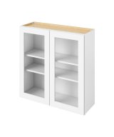 Cooper - 36" x 36" Wall Cabinet with Glass Door and Matching Interior, 2 Doors, 2 Shelves in White CWH-W3636MI