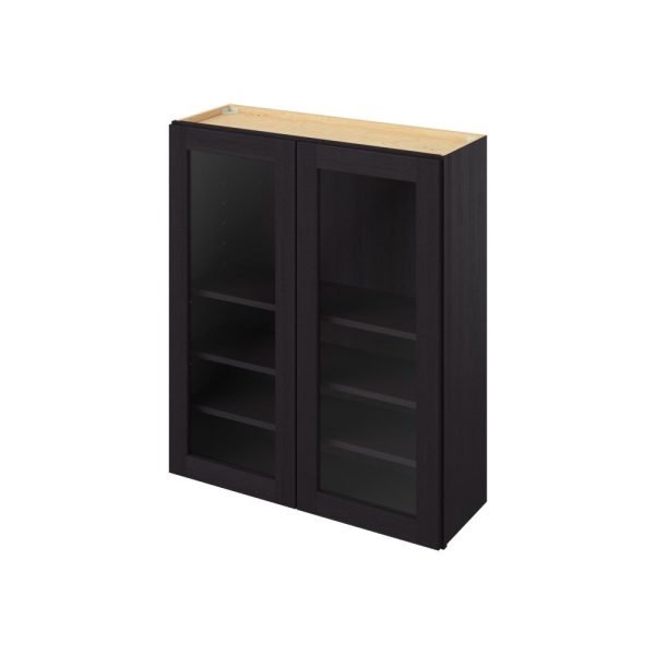 Cooper - 36" x 42" Wall Cabinet with Glass Door and Matching Interior, 2 Doors, 3 Shelves in Espresso CES-W3642MI