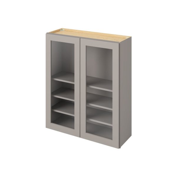 Cooper - 36" x 42" Wall Cabinet with Glass Door and Matching Interior, 2 Doors, 3 Shelves in Grey CGR-W3642MI