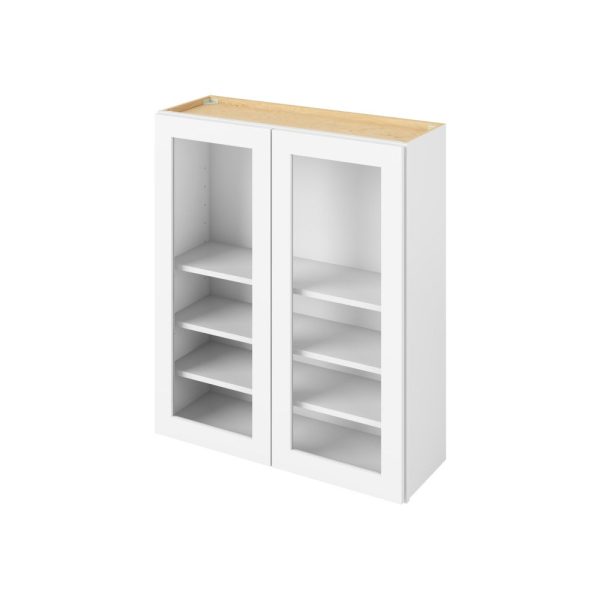 Cooper - 36" x 42" Wall Cabinet with Glass Door and Matching Interior, 2 Doors, 3 Shelves in White CWH-W3642MI