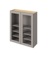 Monaco - 36" x 42" Wall Cabinet with Glass Door and Matching Interior, 2 Doors, 3 Shelves in Grey MGR-W3642MI