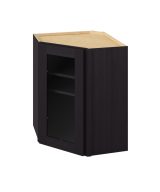 Cooper - 24" x 30" Wall Diagonal Cabinet with Glass Door and Matching Interior, 1 Door, 2 Shelves in Espresso CES-WDC2430MI