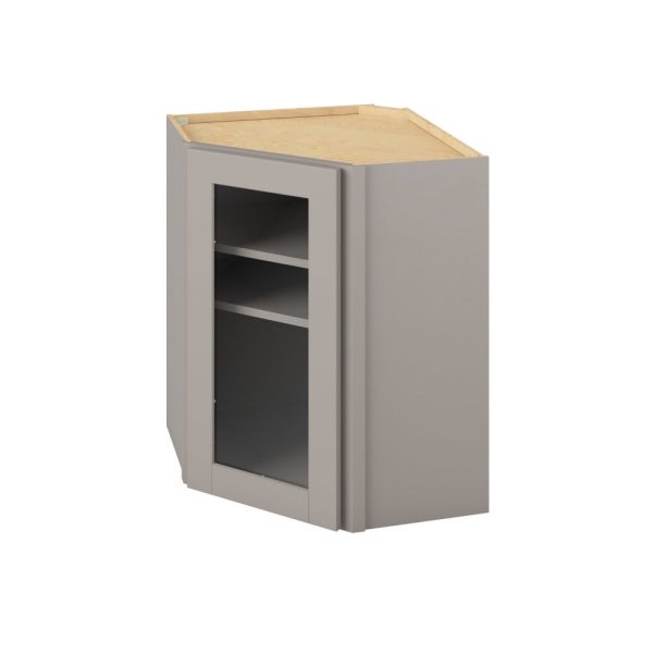 Cooper - 24" x 30" Wall Diagonal Cabinet with Glass Door and Matching Interior, 1 Door, 2 Shelves in Grey CGR-WDC2430MI