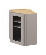 Monaco - 24" x 30" Wall Diagonal Cabinet with Glass Door and Matching Interior, 1 Door, 2 Shelves in Grey MGR-WDC2430MI