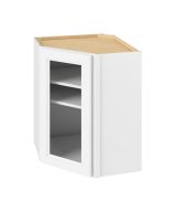 Monaco - 24" x 30" Wall Diagonal Cabinet with Glass Door and Matching Interior, 1 Door, 2 Shelves in White MWH-WDC2430MI