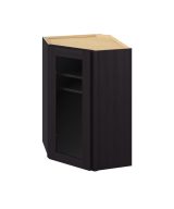 Cooper - 24" x 36" Wall Diagonal Cabinet with Glass Door and Matching Interior, 1 Door, 2 Shelves in Espresso CES-WDC2436MI