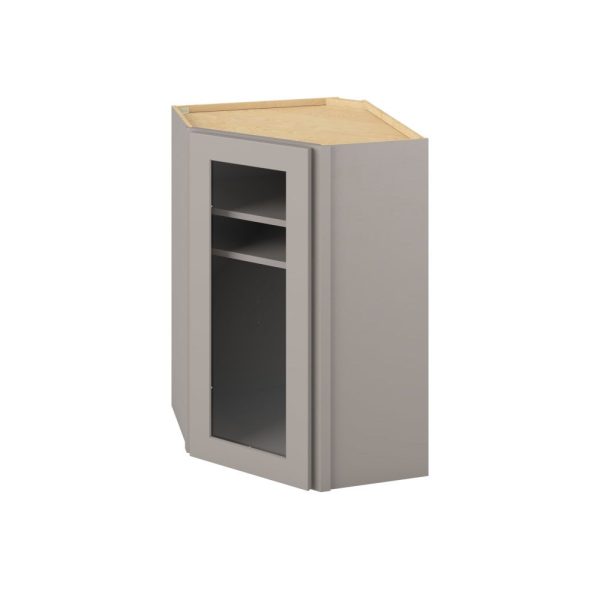 Cooper - 24" x 36" Wall Diagonal Cabinet with Glass Door and Matching Interior, 1 Door, 2 Shelves in Grey CGR-WDC2436MI