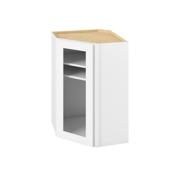 Cooper - 24" x 36" Wall Diagonal Cabinet with Glass Door and Matching Interior, 1 Door, 2 Shelves in White CWH-WDC2436MI