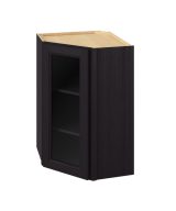 Monaco - 24" x 36" Wall Diagonal Cabinet with Glass Door and Matching Interior, 1 Door, 2 Shelves in Espresso MES-WDC2436MI