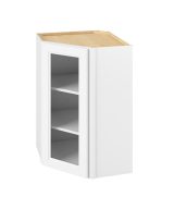 Monaco - 24" x 36" Wall Diagonal Cabinet with Glass Door and Matching Interior, 1 Door, 2 Shelves in White MWH-WDC2436MI