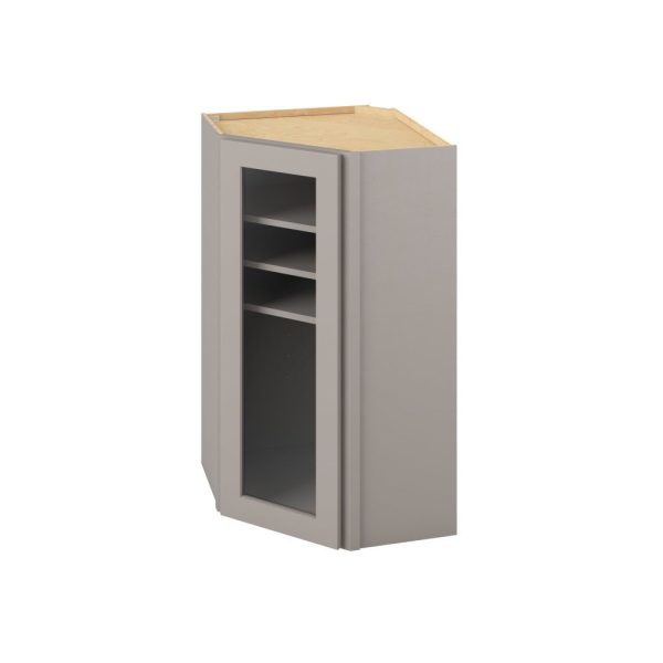 Cooper - 24" x 42" Wall Diagonal Cabinet with Glass Door and Matching Interior, 1 Door, 3 Shelves in Grey CGR-WDC2442MI