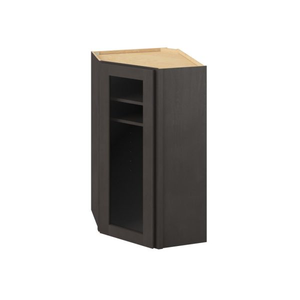 Cooper - 24" x 42" Wall Diagonal Cabinet with Glass Door and Matching Interior, 1 Door, 3 Shelves in Slate CSL-WDC2442MI