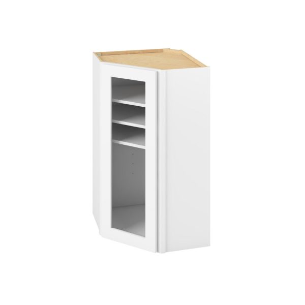 Cooper - 24" x 42" Wall Diagonal Cabinet with Glass Door and Matching Interior, 1 Door, 3 Shelves in White CWH-WDC2442MI