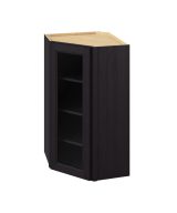 Monaco - 24" x 42" Wall Diagonal Cabinet with Glass Door and Matching Interior, 1 Door, 3 Shelves in Espresso MES-WDC2442MI