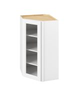 Monaco - 24" x 42" Wall Diagonal Cabinet with Glass Door and Matching Interior, 1 Door, 3 Shelves in White MWH-WDC2442MI