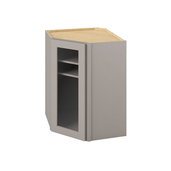 Cooper - 27" x 36" x 15" Wall Diagonal Cabinet with Glass Door and Matching Interior, 1 Door, 2 Shelves in Grey CGR-WDC273615MI