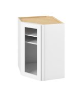 Cooper - 27" x 36" x 15" Wall Diagonal Cabinet with Glass Door and Matching Interior, 1 Door, 2 Shelves in White CWH-WDC273615MI