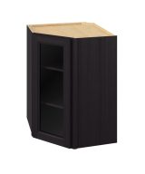 Monaco - 27" x 36" x 15" Wall Diagonal Cabinet with Glass Door and Matching Interior, 1 Door, 2 Shelves in Espresso MES-WDC273615MI