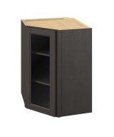 Monaco - 27" x 36" x 15" Wall Diagonal Cabinet with Glass Door and Matching Interior, 1 Door, 2 Shelves in Slate MSL-WDC273615MI