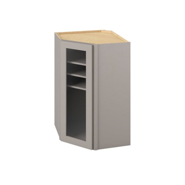 Cooper - 27" x 42" x 15" Wall Diagonal Cabinet with Glass Door and Matching Interior, 1 Door, 3 Shelves in Grey CGR-WDC274215MI