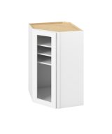 Cooper - 27" x 42" x 15" Wall Diagonal Cabinet with Glass Door and Matching Interior, 1 Door, 3 Shelves in White CWH-WDC274215MI