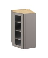 Monaco - 27" x 42" x 15" Wall Diagonal Cabinet with Glass Door and Matching Interior, 1 Door, 3 Shelves in Grey MGR-WDC274215MI